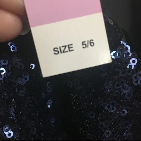 Morgan & Co size 5/6 keyhole back navy sequins dress - Picture 10 of 16